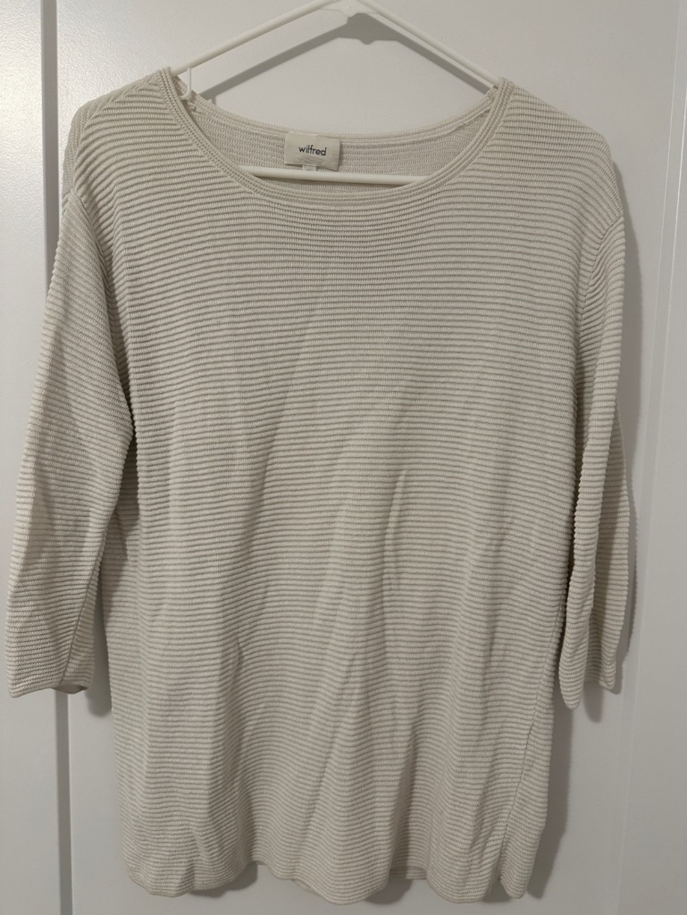 Aritzia Wilfred Off White Blanchard Ribbed Sweater Size XS Women’s Lightweight